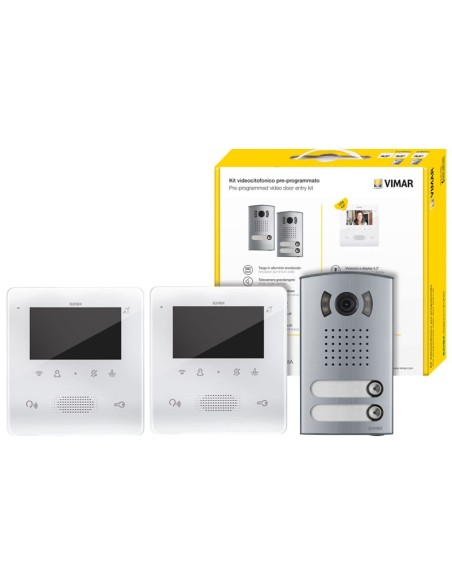Kit videocitofonico bifamiliare vivavoce a colori 2 Fili Plus Vimar