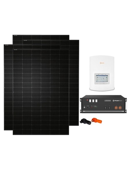 Monofase: vendita all'ingrosso Kit fotovoltaico monofase 3440W inverter 3kW Solis + 1 batteria al litio Pylontech US5000 4.8kWh