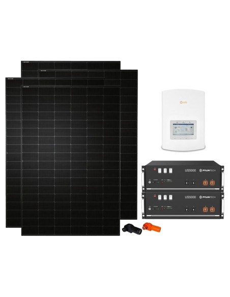 Monofase: vendita all'ingrosso Kit fotovoltaico monofase 3870W inverter 3.6kW Solis + 2 batterie al litio Pylontech US5000 4....