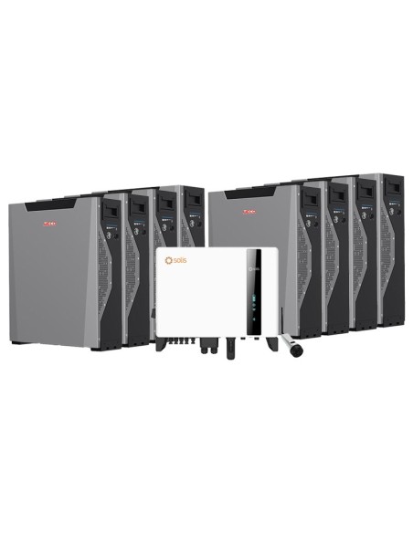 Three-phase storage system 10kW Solis inverter + 8 Weco 5k3 XP 5.3kWh lithium batteries