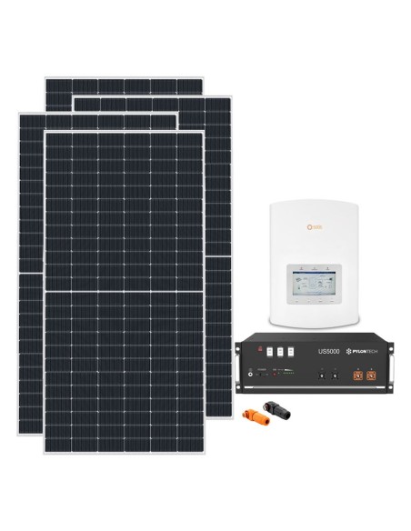 Monofase: vendita all'ingrosso Kit fotovoltaico monofase 3510W inverter 3kW Solis batteria al litio 4.8kWh Pylontech US5000