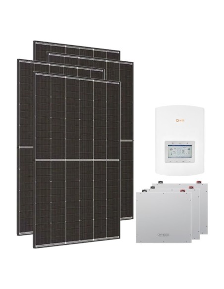 Monofase: vendita all'ingrosso Kit fotovoltaico monofase 5400W inverter 5kW Solis + 3 batterie al litio Dyness DL5.0C 5.12kWh