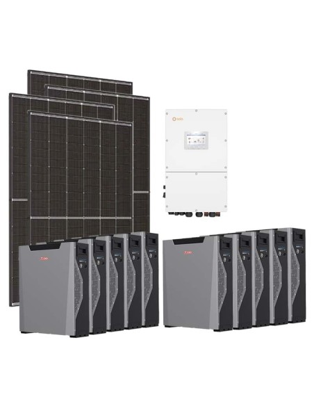 Trifase: vendita all'ingrosso Kit fotovoltaico trifase 50400W inverter 50kW Solis + 10 batterie al litio Weco 5k3 XP 5.3kWh