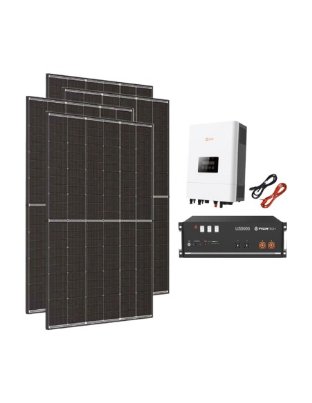 Monofase: vendita all'ingrosso Kit fotovoltaico monofase Off-Grid 5400W inverter 5kW Solis batteria al litio Pylontech US5000...