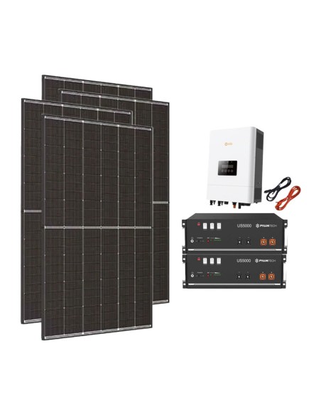 Monofase: vendita all'ingrosso Kit fotovoltaico monofase Off-Grid 5400W inverter 5kW Solis batteria al litio Pylontech US5000...