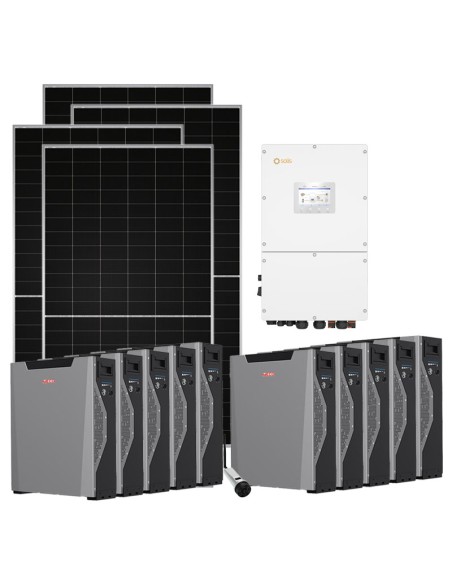 Trifase: vendita all'ingrosso Kit fotovoltaico trifase 48380W inverter 50kW Solis batteria al litio Weco 5k3 XP 53.70kWh